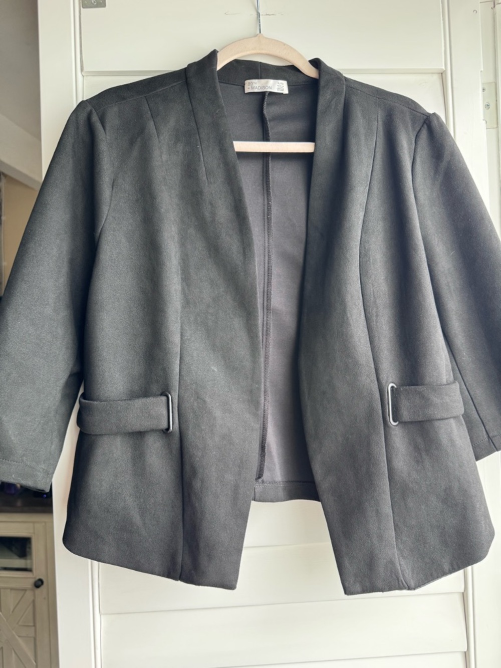 Madison Black velvet Open-Front Blazer Jacket